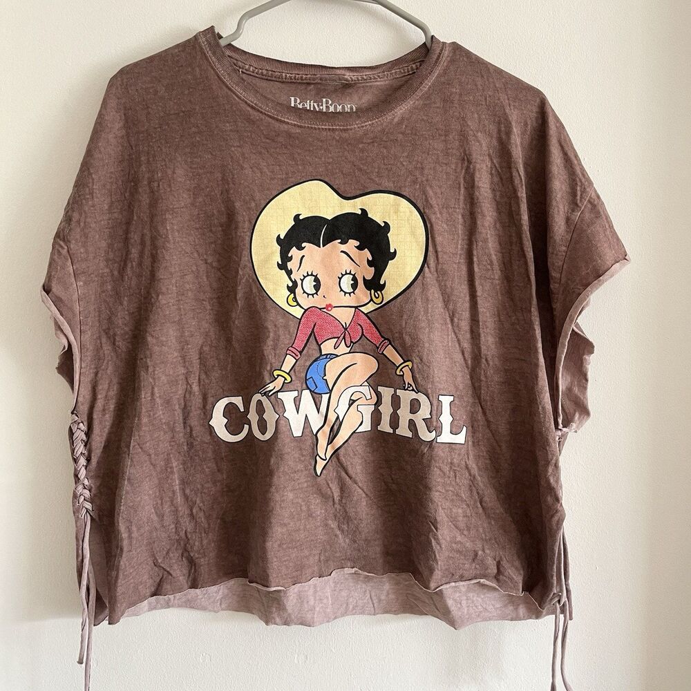 Betty boop Cowgirl vintage style t shirt Y2K Gyaru Grunge Sz XL